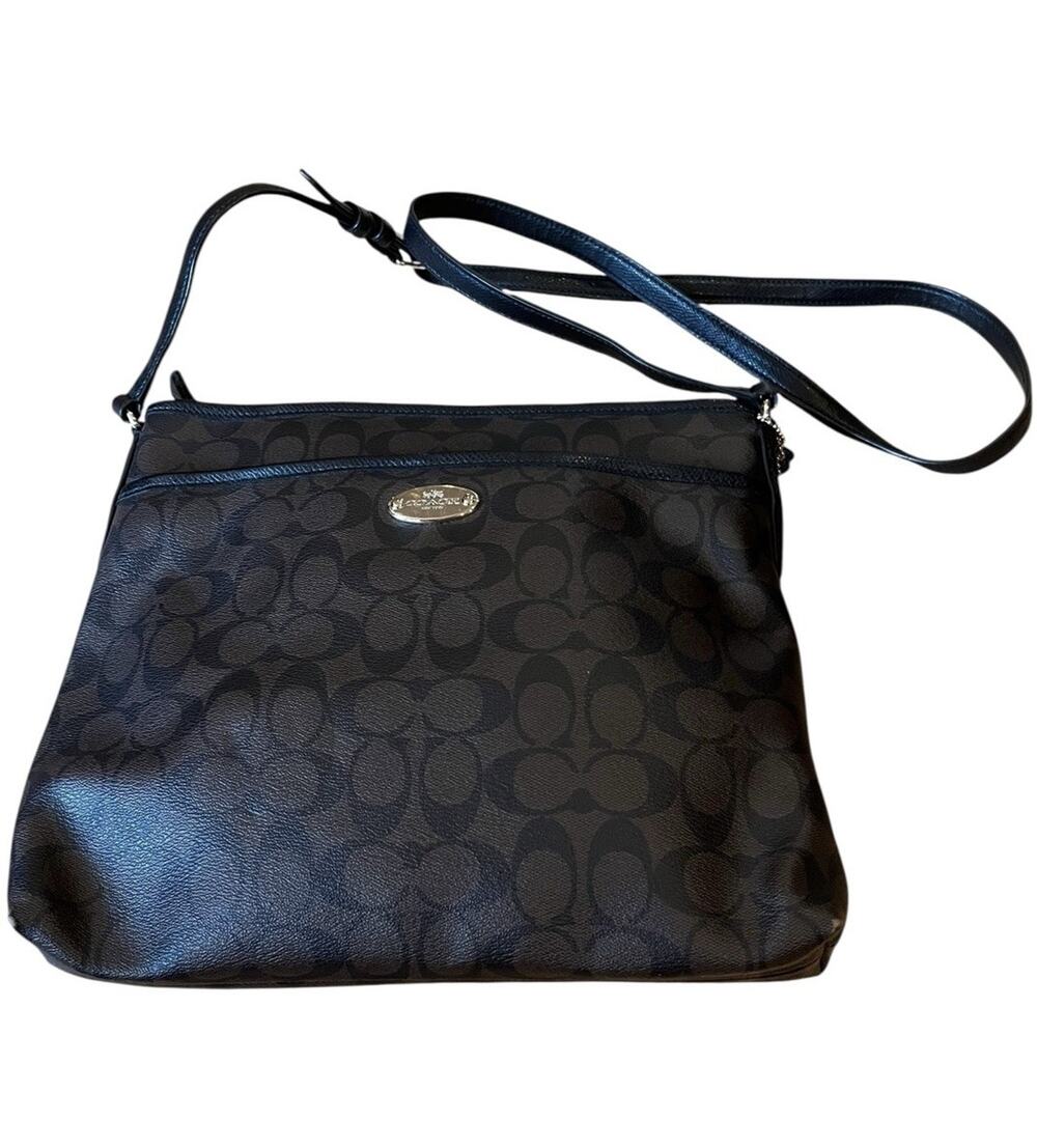 Coach Brown Black File Bag Crossbody Jacquard Monogram Handbag Purse F36182